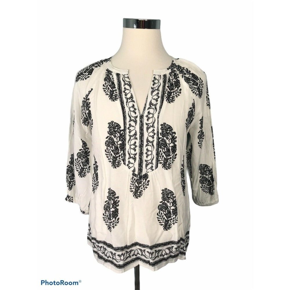 Fun 2 Fun Women’s M Medium Peasant Blouse Top Whit